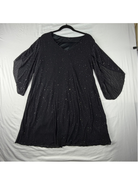 Unbranded Dresses & Skirts - Black Metallic Sparkle V-Neck Dress Split Bell Sleeve Cocktail Party 0XL